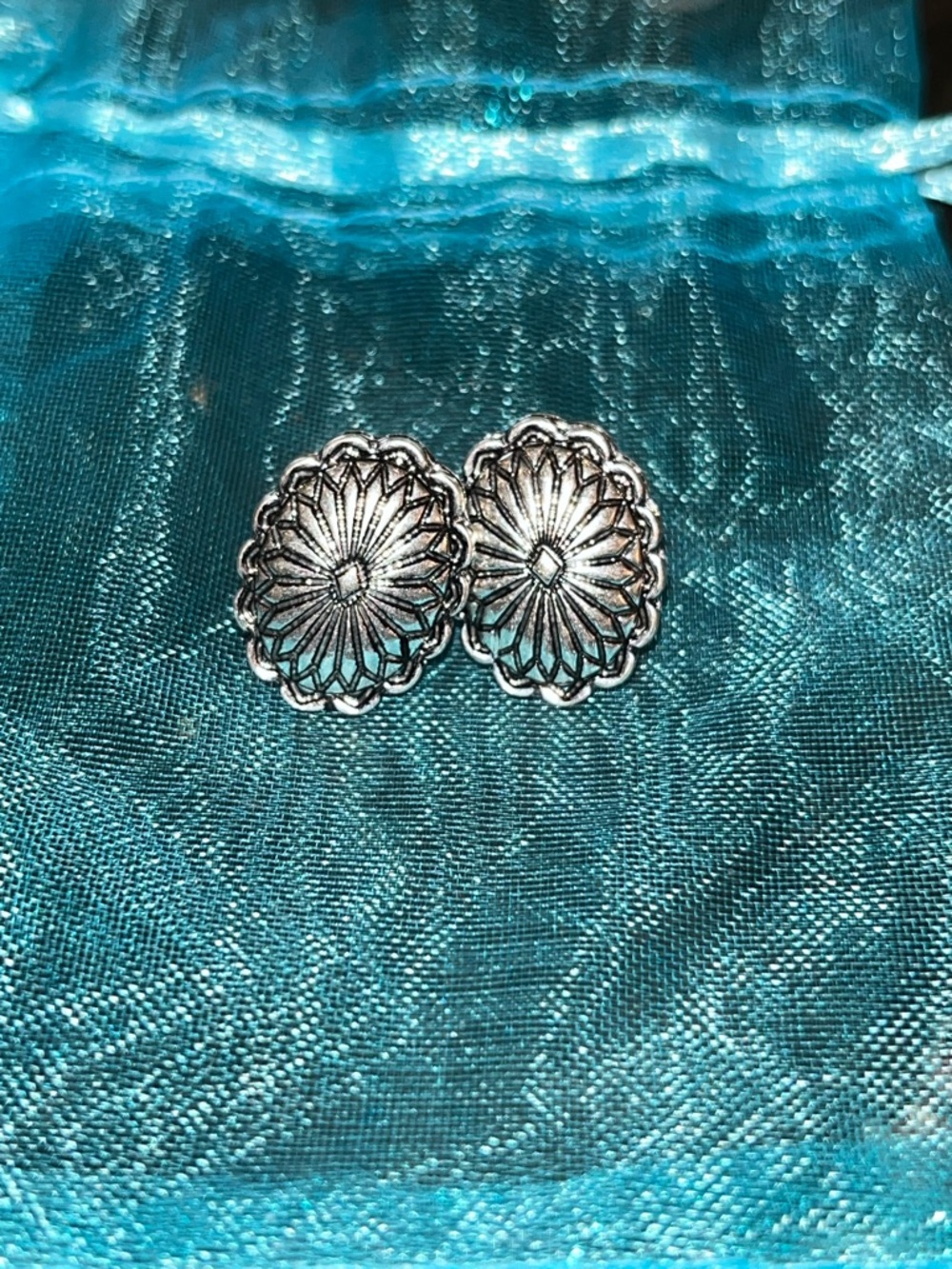 FAUX Silver Concho Earrings